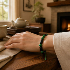 "May Peace and Power Walk Beside You" Malachite Bracelet Includes Gift Message Card featuring Malachite, Tourmaline
