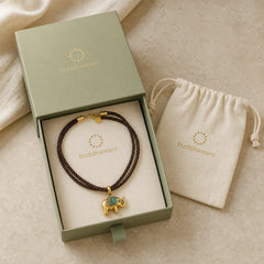 "May Strength Be With You" 24k Gold Plated Brass Elephant Necklace Includes Gift Message Card featuring Elephant Symbol