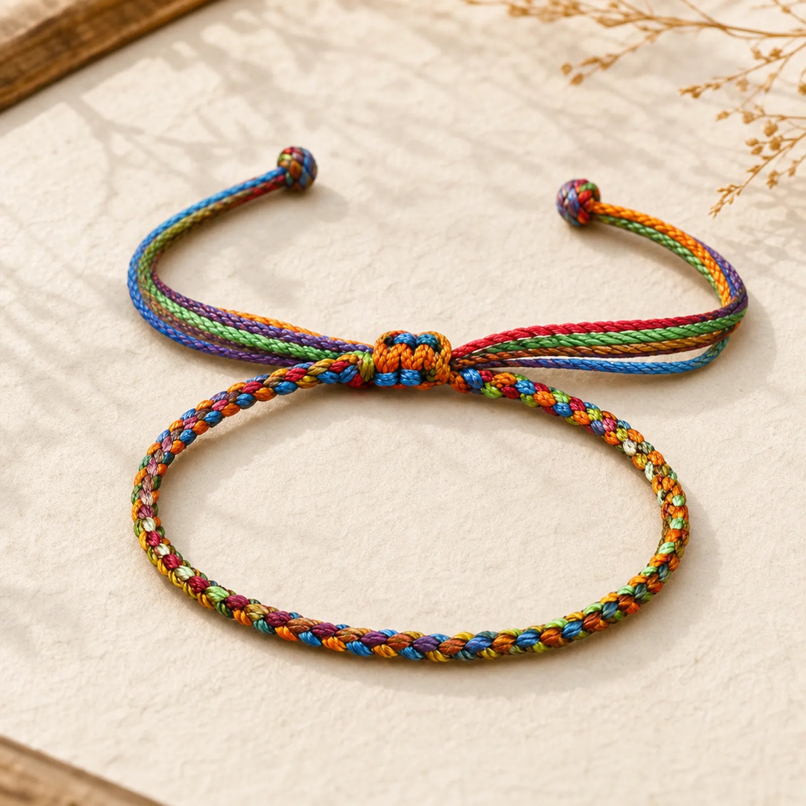 "May all your wishes come true" Lucky Multicolored Bracelet featuring Healthy, Perfect and Wishful Thinking Red String, Red String, Dragon