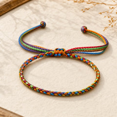 "May all your wishes come true" Lucky Multicolored Bracelet featuring Healthy, Perfect and Wishful Thinking Red String, Red String, Dragon