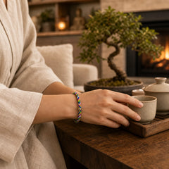 "May everything go your way" Lucky Multicolored Bracelet featuring Five Elements, Red String, Silver