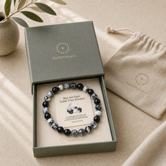 "May the Stars Guide Your Dreams" Orca Agate Bracelet Includes Gift Message Card featuring Orca Agate, Chalcedony