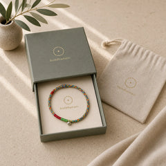 "May you be healthy and happy" Lucky Multicolored Bracelet Includes Gift Message Card featuring Red String, Silver, Dragon