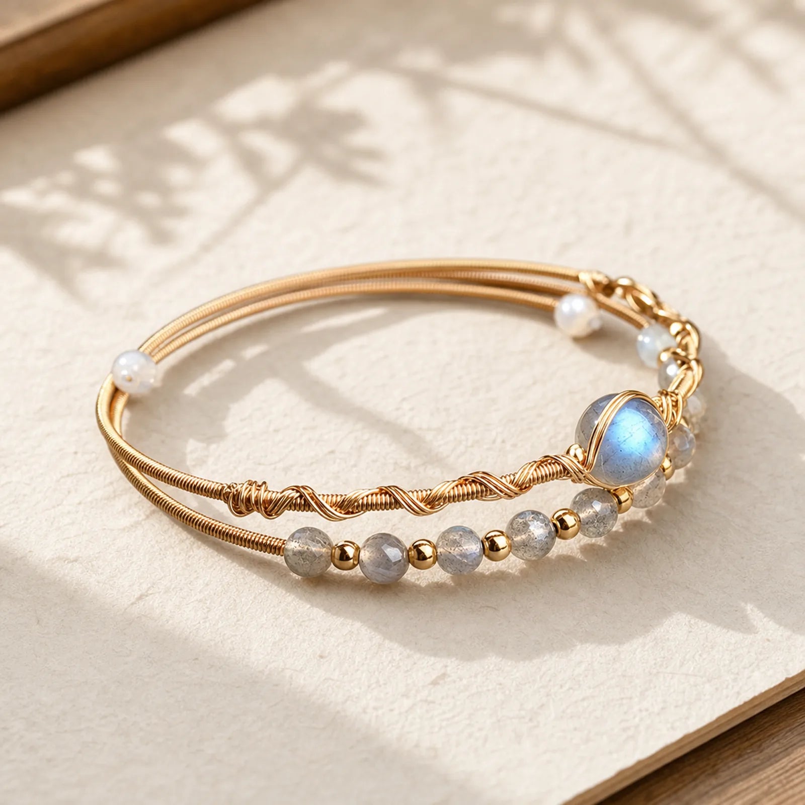 Moonstone Healing Love Bracelet Bangle featuring Moonstone, Copper