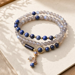Moonstone Lazurite Calm Healing Positive Bracelet featuring Moonstone, Lapis Lazuli (Lazurite)