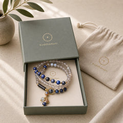 Moonstone Lazurite Calm Healing Positive Bracelet featuring Moonstone, Lapis Lazuli (Lazurite)