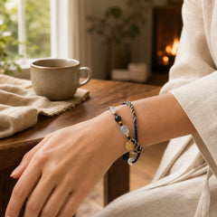 Moonstone PiXiu Blue Tiger Eye Fu Character Healing Couple String Bracelet featuring Moonstone, Pixiu, Blue Tiger Eye