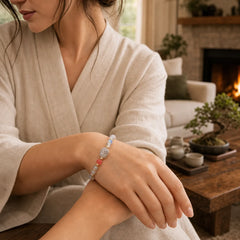 Moonstone Strawberry Quartz PiXiu Healing Bracelet featuring Moonstone, Strawberry Quartz, Pixiu