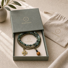 Moss Agate Copper Lucky Multilayer Bracelet featuring Moss Agate, Copper, Topaz