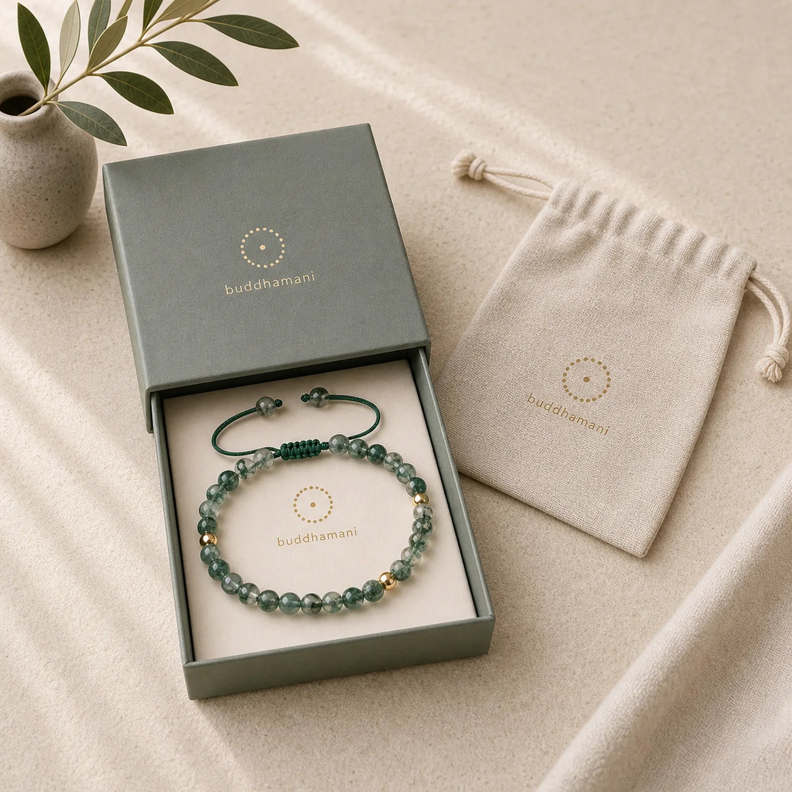 Moss Agate Lucky Balance Bracelet featuring Moss Agate, Copper