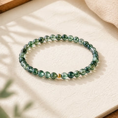 Moss Agate Lucky Bead Soothing Bracelet featuring Moss Agate