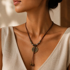 Mountain Ghosts Spend Money Bagua Alloy Copper Coin Harmony Necklace Pendant featuring Bagua, Copper
