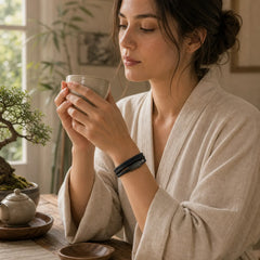 Multi-layered Cross-woven Design Leather Titanium Steel Balance Bracelet featuring Titanium Steel