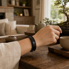 Multi-layered Cross-woven Design Leather Titanium Steel Balance Bracelet featuring Titanium Steel