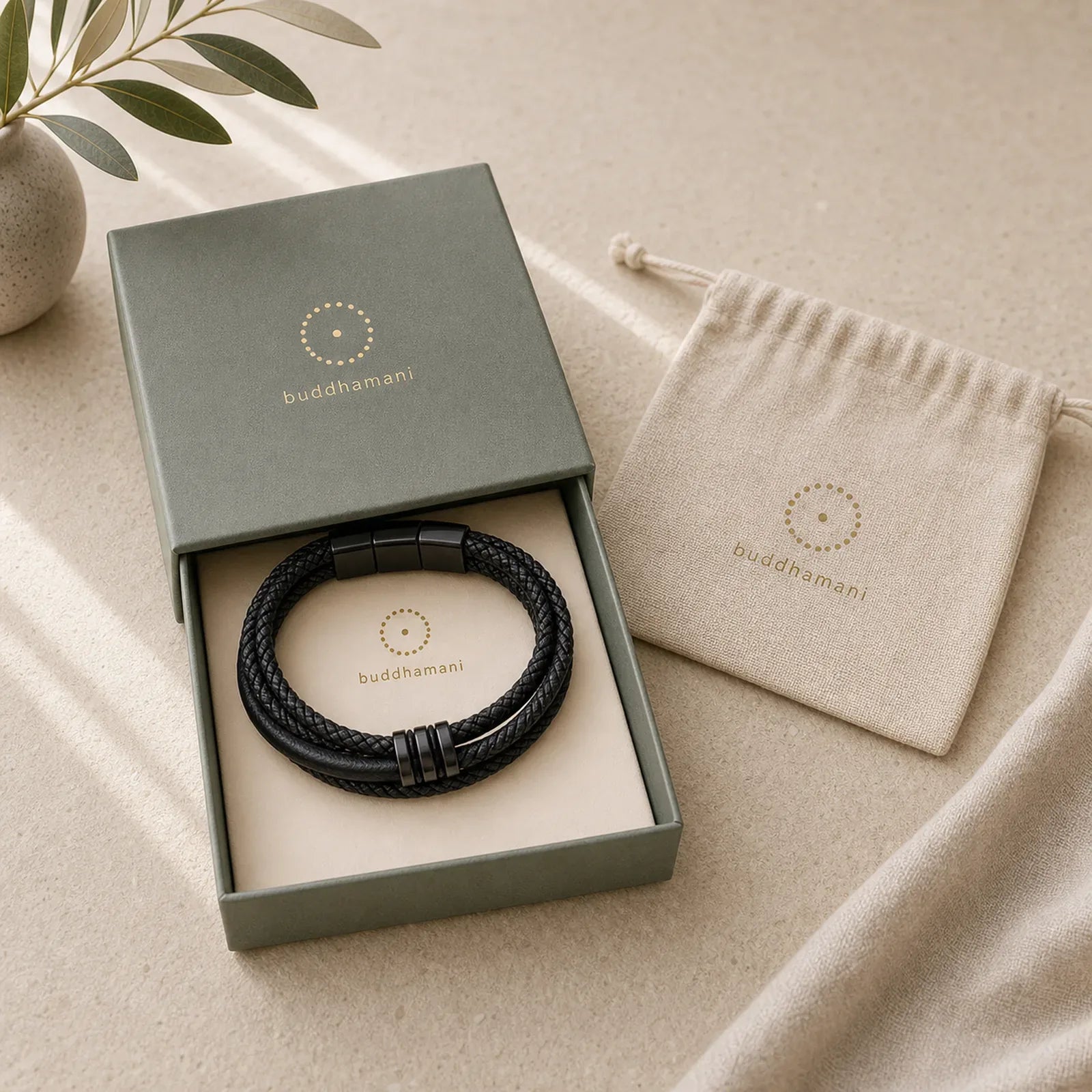 Multi-layered Cross-woven Design Leather Titanium Steel Balance Bracelet featuring Titanium Steel
