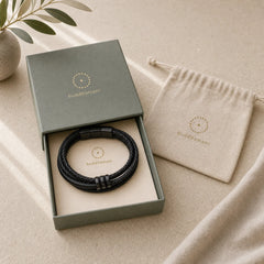 Multi-layered Cross-woven Design Leather Titanium Steel Balance Bracelet featuring Titanium Steel