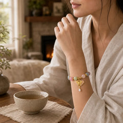 Multicolor Cat's Eye Butterfly Love Beaded Bracelet featuring Cat's Eye / Chrysoberyl, Butterfly, Feng Shui Butterfly