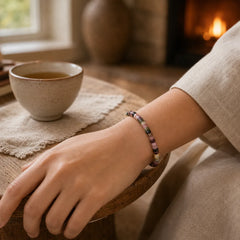 Multicolor Tourmaline Protection Faceted Tablet Bead Bracelet featuring Tourmaline