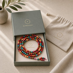 Multicolored Lacquer 108 Mala Beads Craft Sandalwood Protection Multilayer Bracelet featuring Sandalwood, Bamboo