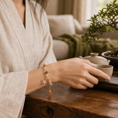 Multicolored Rutilated Quartz Auspiciousness Zircon Flower Bracelet featuring Rutilated Quartz