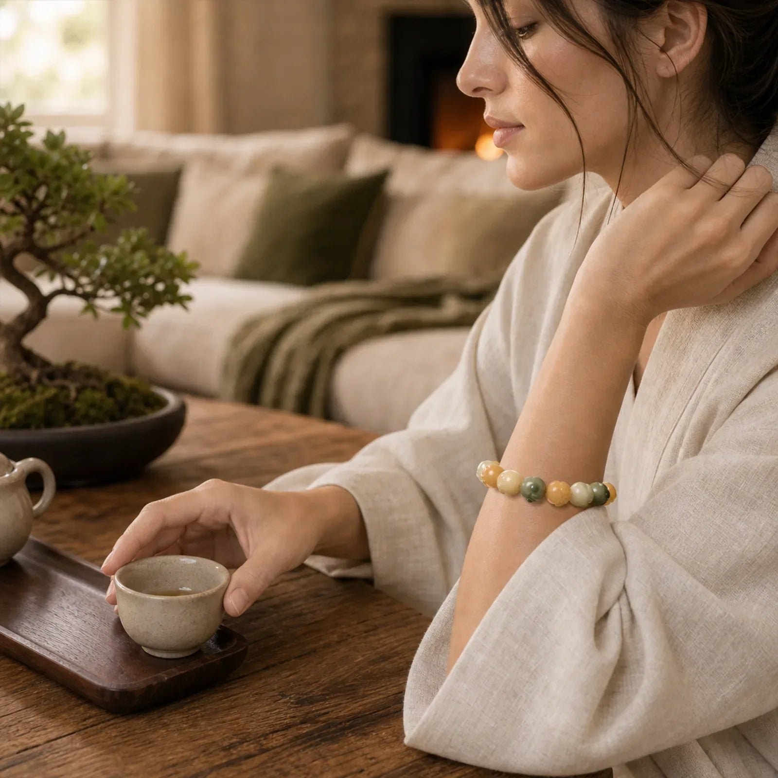 Multilayered Bodhi Seed Cute Cat Paw Calm Harmony Bracelet featuring Bodhi Seed
