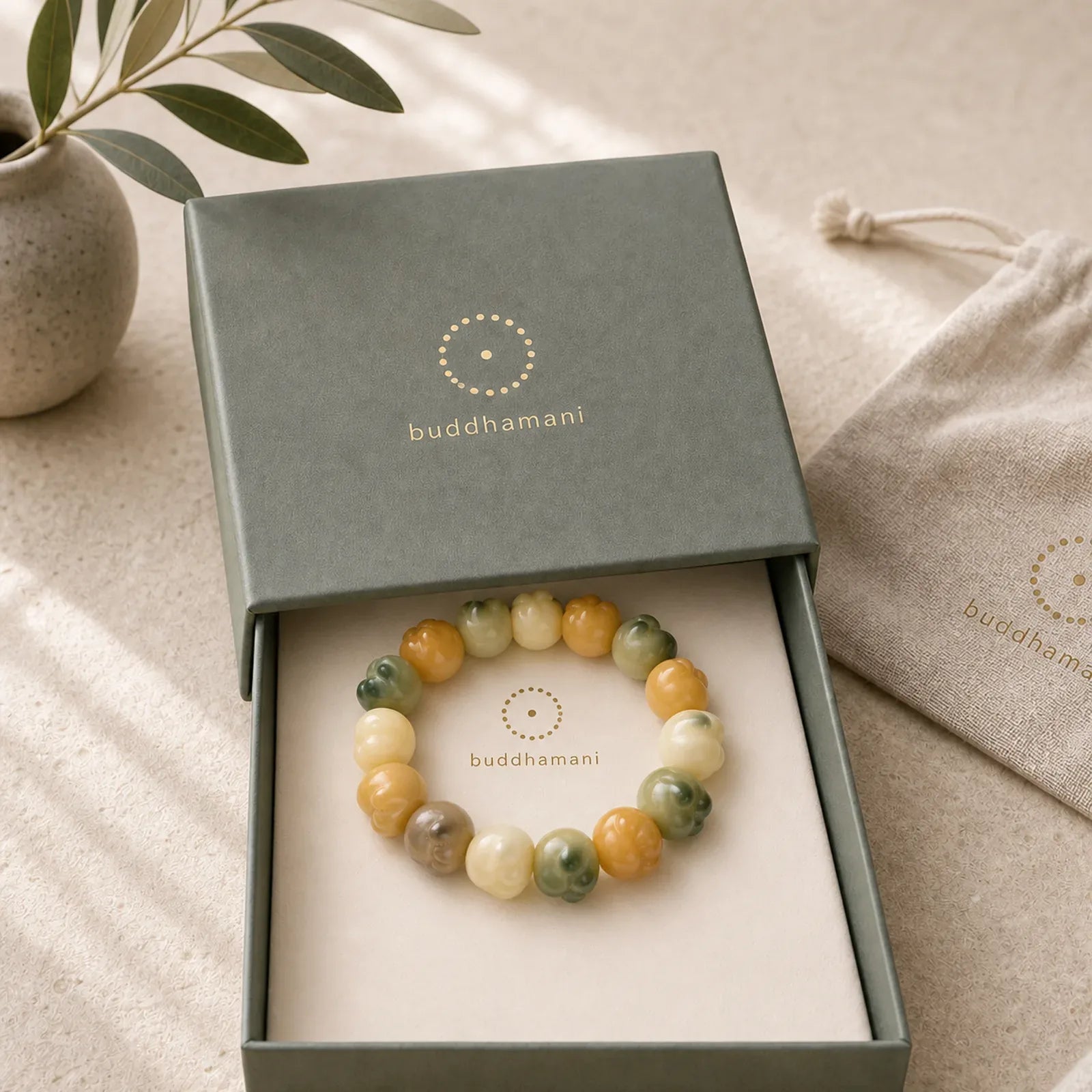 Multilayered Bodhi Seed Cute Cat Paw Calm Harmony Bracelet featuring Bodhi Seed