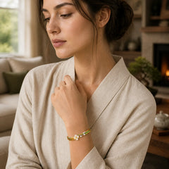 Multiple Colorful String Zongzi Peach Blossoms Connection Bracelet featuring Red String