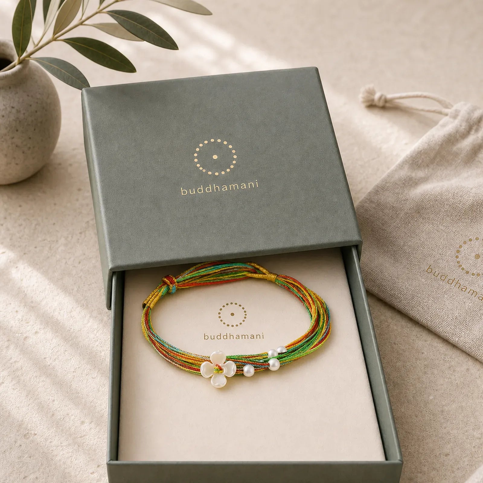 Multiple Colorful String Zongzi Peach Blossoms Connection Bracelet featuring Red String