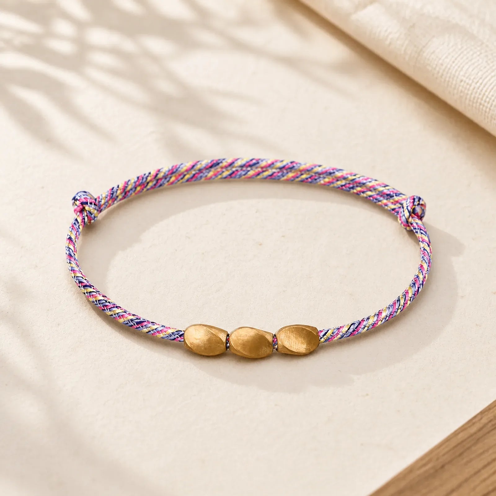 Multiple Colors String Golden Copper Beads Balance Bracelet featuring Copper