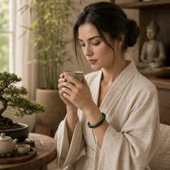 Nanyang Black-Green Jade Protection Cuff Bangle Bracelet featuring Nanyang Black-Green Jade, Green Jade, Jade