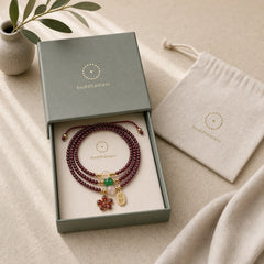 Natural 3mm Ultra-thin Garnet Beads Cherry Blossom Flower Attract Fortune Protection Multilayer Bracelet featuring Garnet, Copper