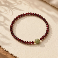 Natural 3mm Ultra-thin Garnet Hetian Jade Beads Stability Bracelet featuring Garnet, Jade, Copper