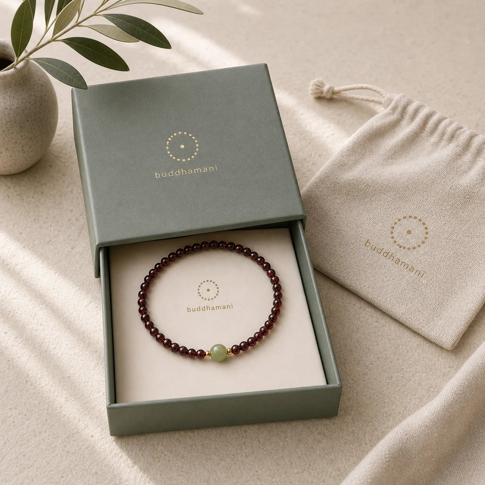 Natural 3mm Ultra-thin Garnet Hetian Jade Beads Stability Bracelet featuring Garnet, Jade, Copper