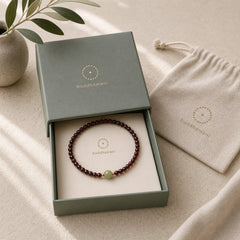 Natural 3mm Ultra-thin Garnet Hetian Jade Beads Stability Bracelet featuring Garnet, Jade, Copper