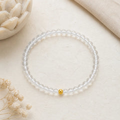 Natural 4mm Clear Quartz Meditation Bracelet featuring Clear Quartz / White Crystal