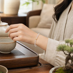 Natural 4mm Clear Quartz Meditation Bracelet featuring Clear Quartz / White Crystal