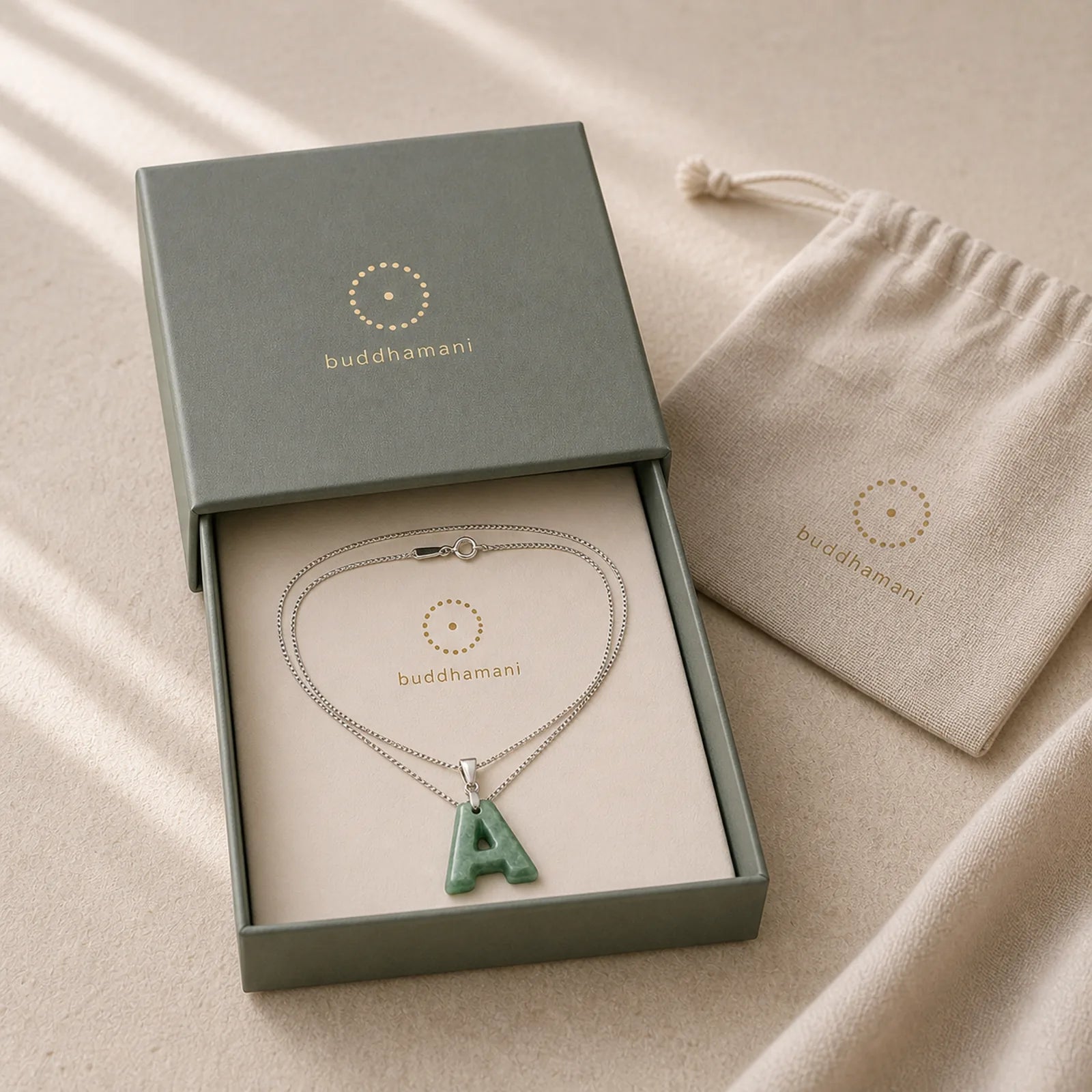 Natural A-Z Letter Jade 925 Sterling Silver Silm Chain Prosperity Necklace Pendant featuring Jade, Silver, Titanium Steel