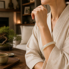Natural Afghanistan Jade Abundance Cuff Bracelet Bangle featuring Jade
