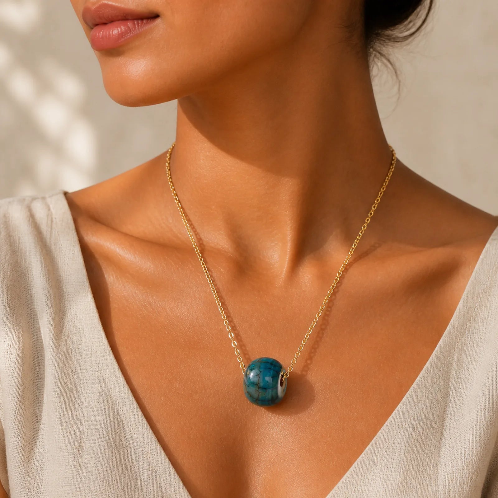 Natural Agate Peace Buckle Generosity Pendant Copper 925 Sterling Silver Chain Necklace featuring Peace Buckle, Copper, Silver