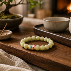 Natural Alashan Agate Encourage Bracelet featuring Alashan Agate, Jade