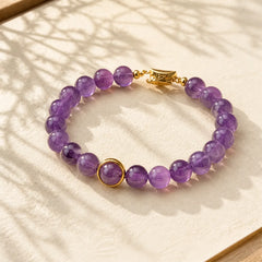 Natural Amethyst Beads Balance Relieves Stress Buckle Bracelet featuring Amethyst, Copper