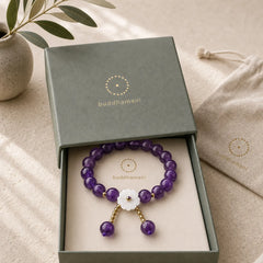 Natural Amethyst Crystal Flower Spiritual Healing Bracelet featuring Amethyst
