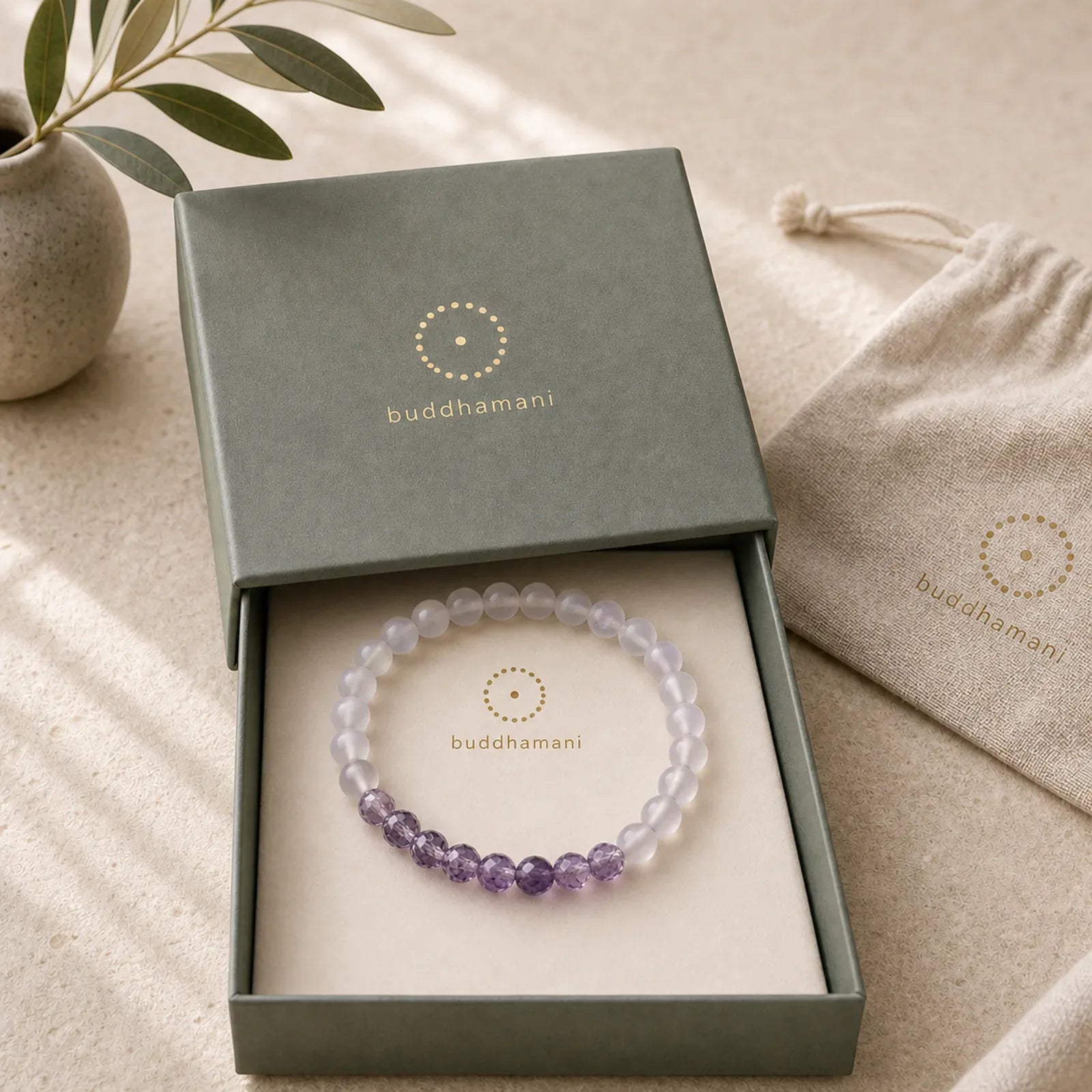 Natural Amethyst Crystal Meditation Healing Bracelet featuring Amethyst