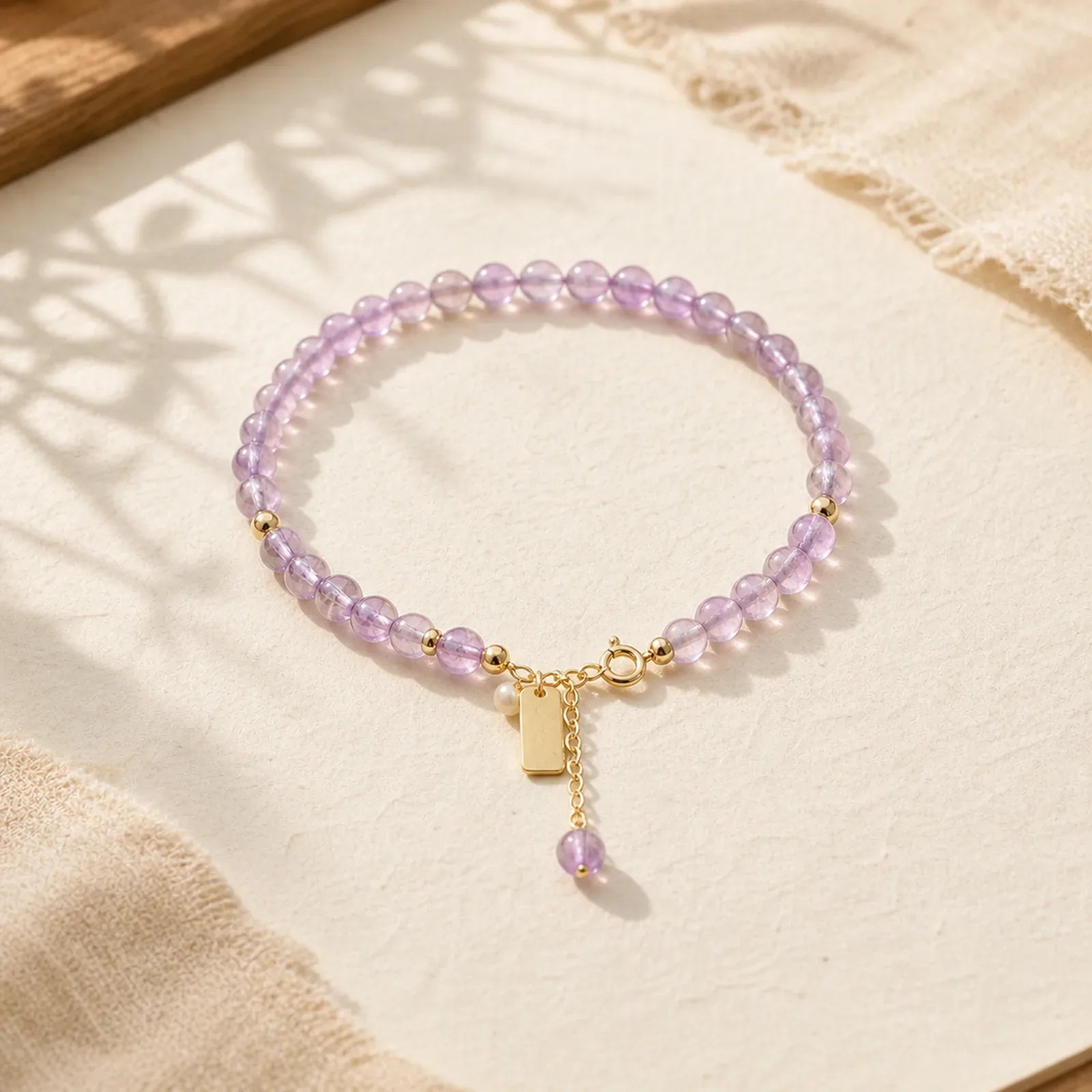 Natural Amethyst Crystal Relieves Stress Bracelet featuring Amethyst