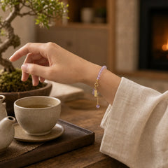 Natural Amethyst Crystal Relieves Stress Bracelet featuring Amethyst