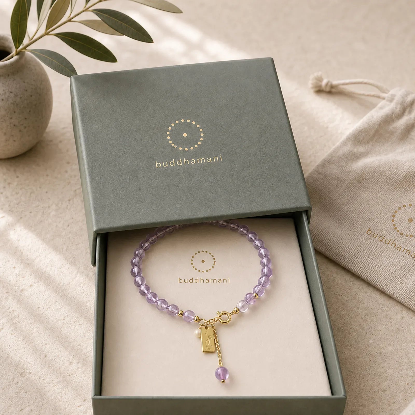 Natural Amethyst Crystal Relieves Stress Bracelet featuring Amethyst