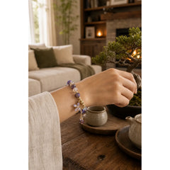 Natural Amethyst Crystal Spiritual Butterfly Charm Bracelet featuring Amethyst, Butterfly, Feng Shui Butterfly