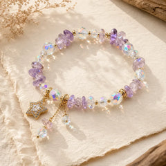 Natural Amethyst Crystal Star Charm Positive Transformation Bracelet featuring Amethyst, Copper