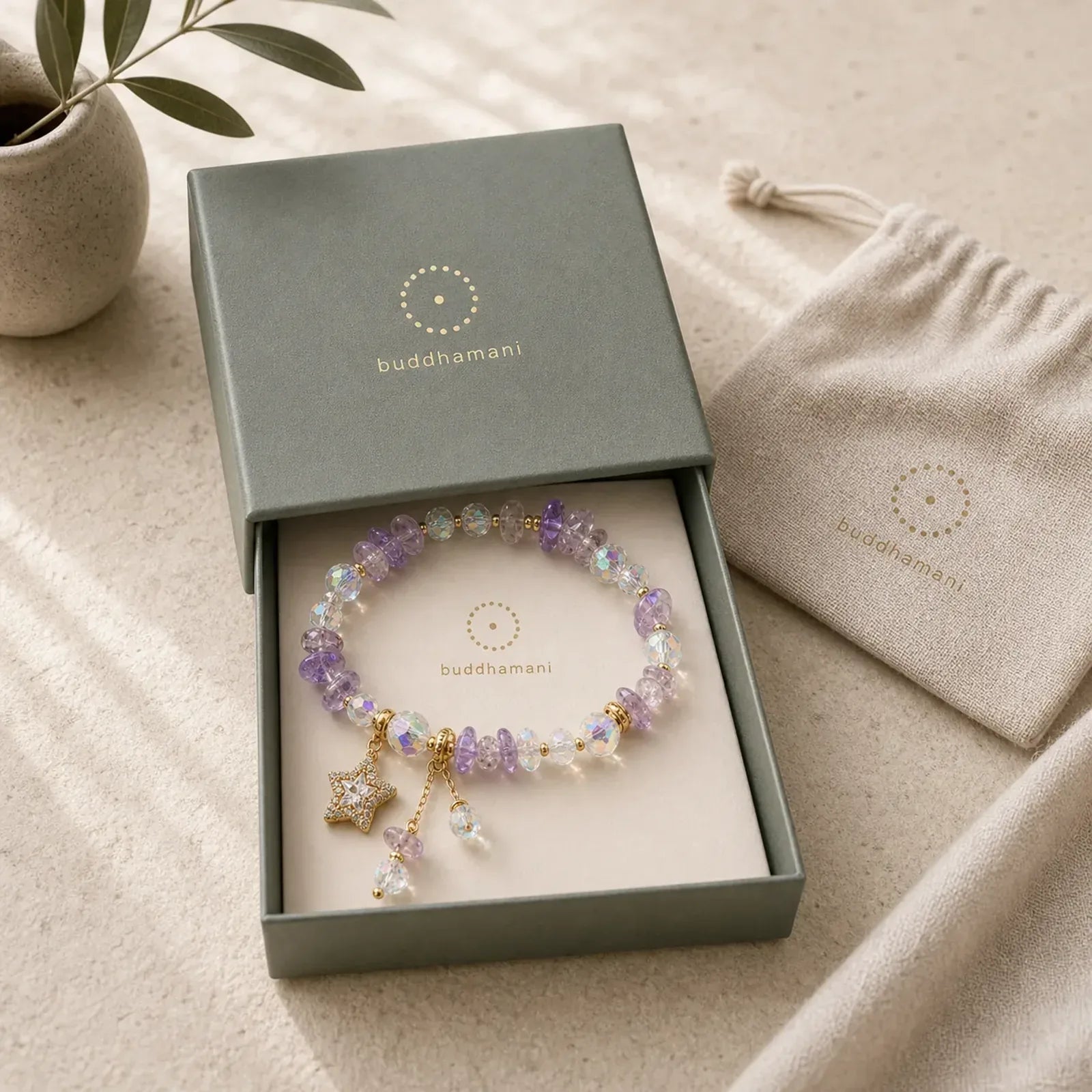 Natural Amethyst Crystal Star Charm Positive Transformation Bracelet featuring Amethyst, Copper