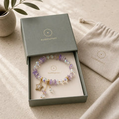 Natural Amethyst Crystal Star Charm Positive Transformation Bracelet featuring Amethyst, Copper